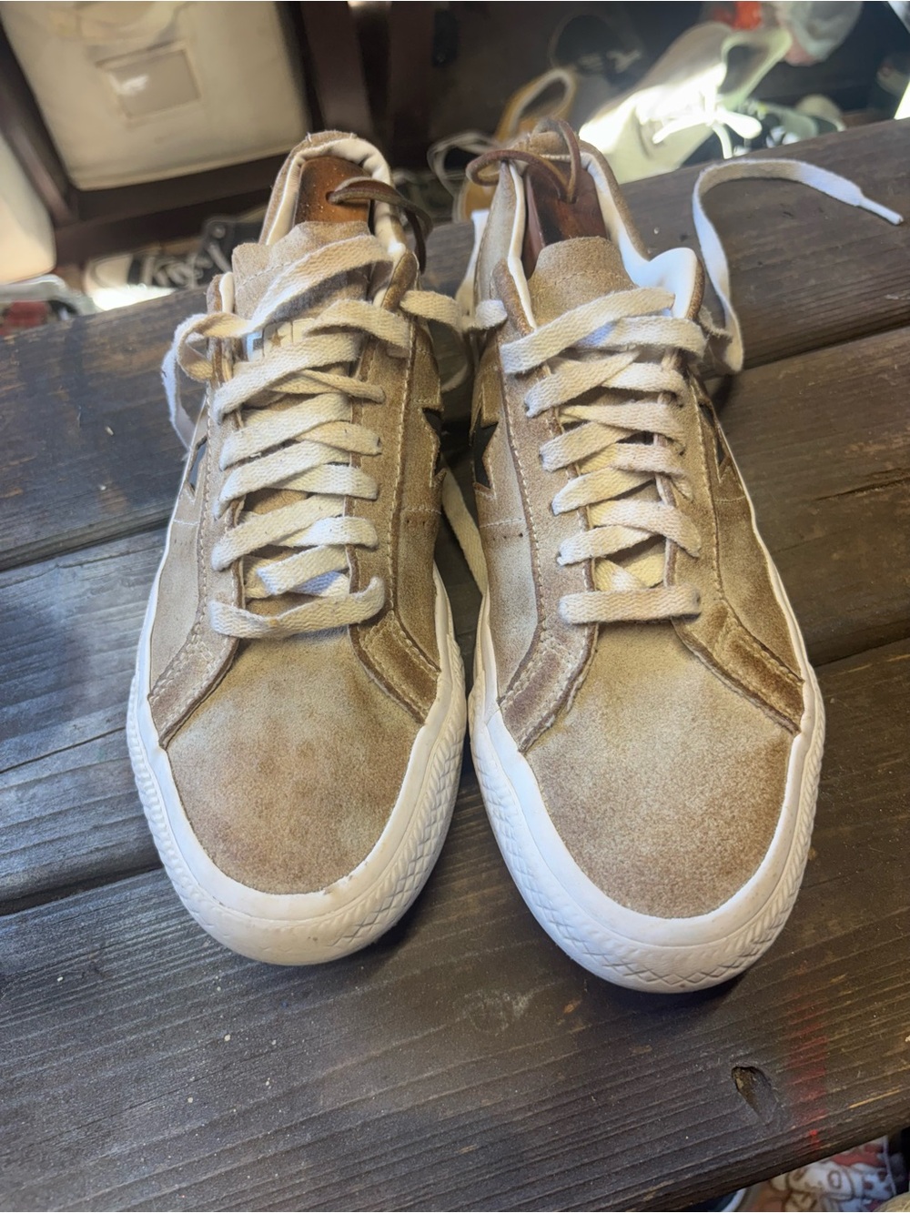 Tan & cream Converse sneakers classic M9.5 W11 ready to wear
